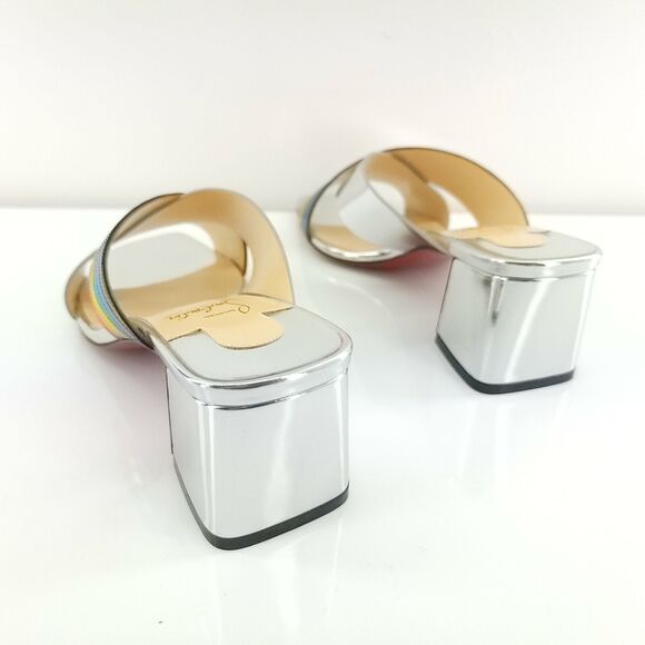 Christian Louboutin Arkenmule 55 Silver Rainbow Slide Sandal SZ 38.5 NIB - Picture 5 of 12